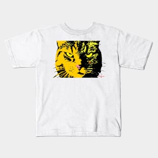 ANGRY CAT POP ART - ORANGE YELLOW BLACK TRASPARENT Kids T-Shirt